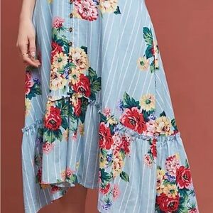 Maeve by Anthropologie Asymmetrical Blue Floral Skirt